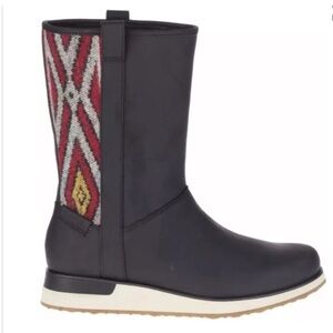 Merrell Roam Pull On Waterproof Leather Boots Aztec Print Black Size 7.5